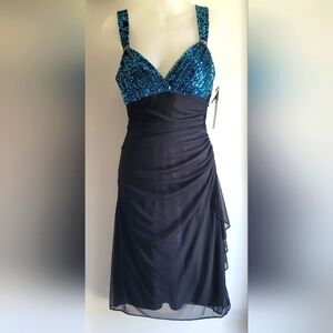 Sexy Blue and Black Sequin Dress